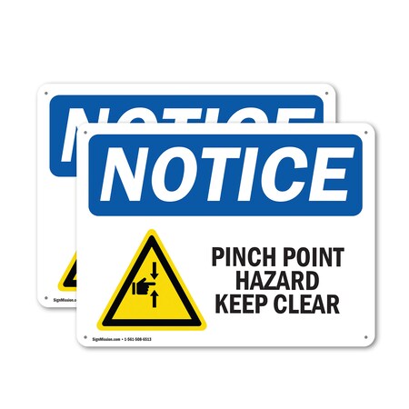 Signmission Pinch Point Hazard Keep Clear OSHA Notice Sign, Aluminum, 14in W x 10in L, 2PK OS-2PACK-NS-A-1014-L-17287